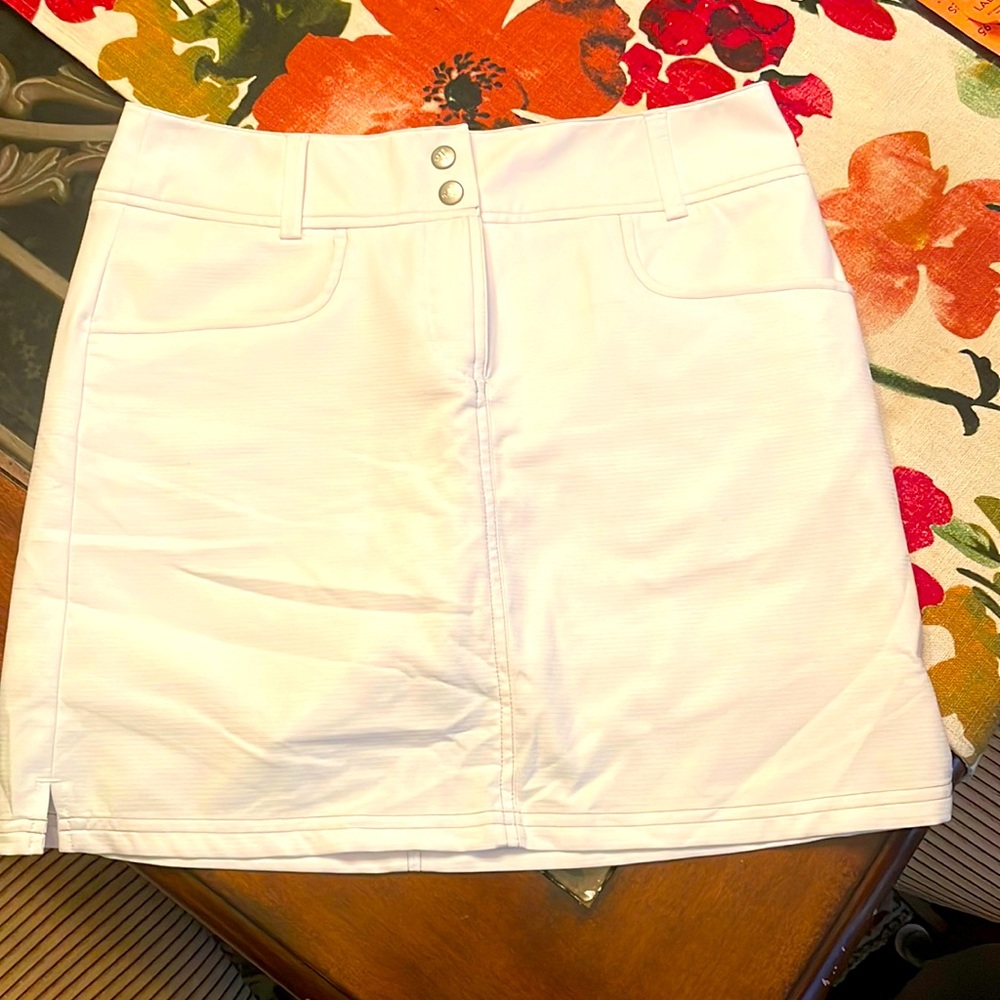 Adidas Climacool Zippered wide waisted & belt loops Golf Skort / Skirt White S 2
